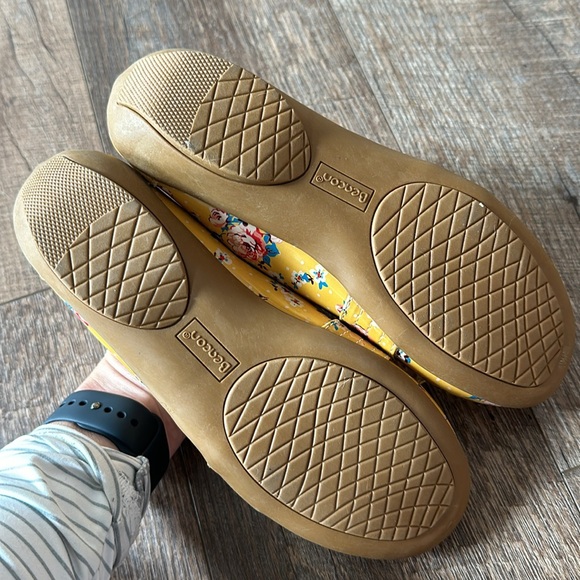 Beacon Mustard Floral Bow Flat Shoes - Picture 9 of 14